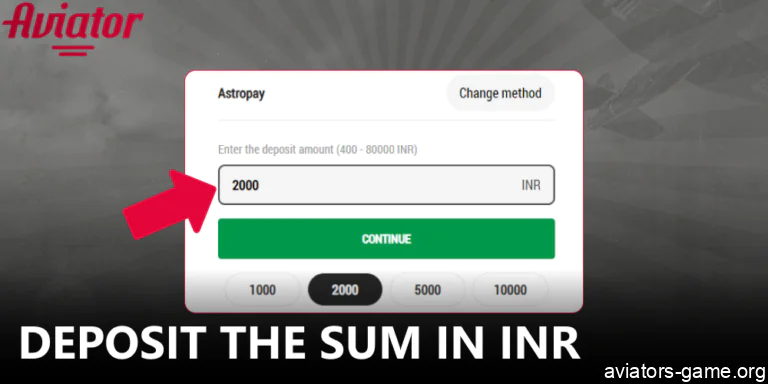 Deposit the sum in INR to play Aviator in real money mode