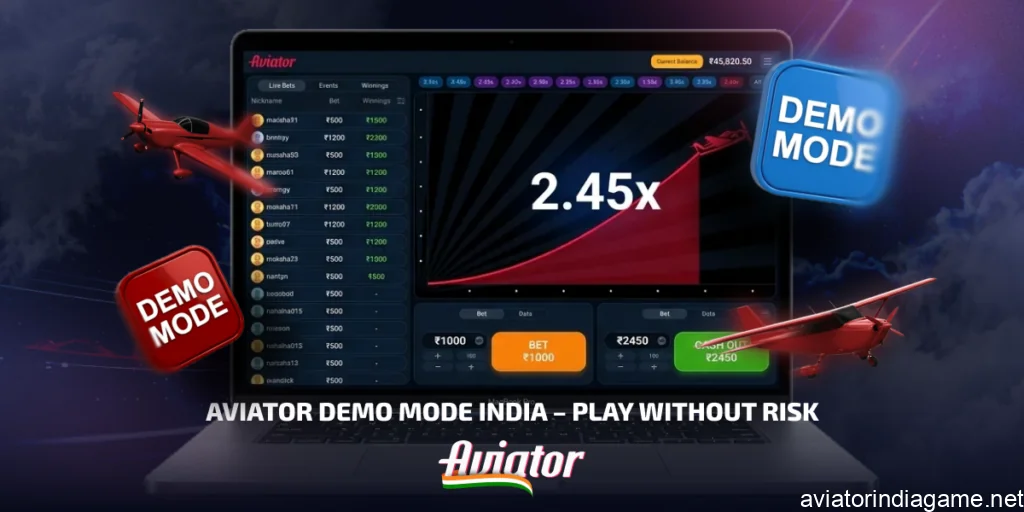 Play the Aviator demo mode for risk-free crash game practice in India