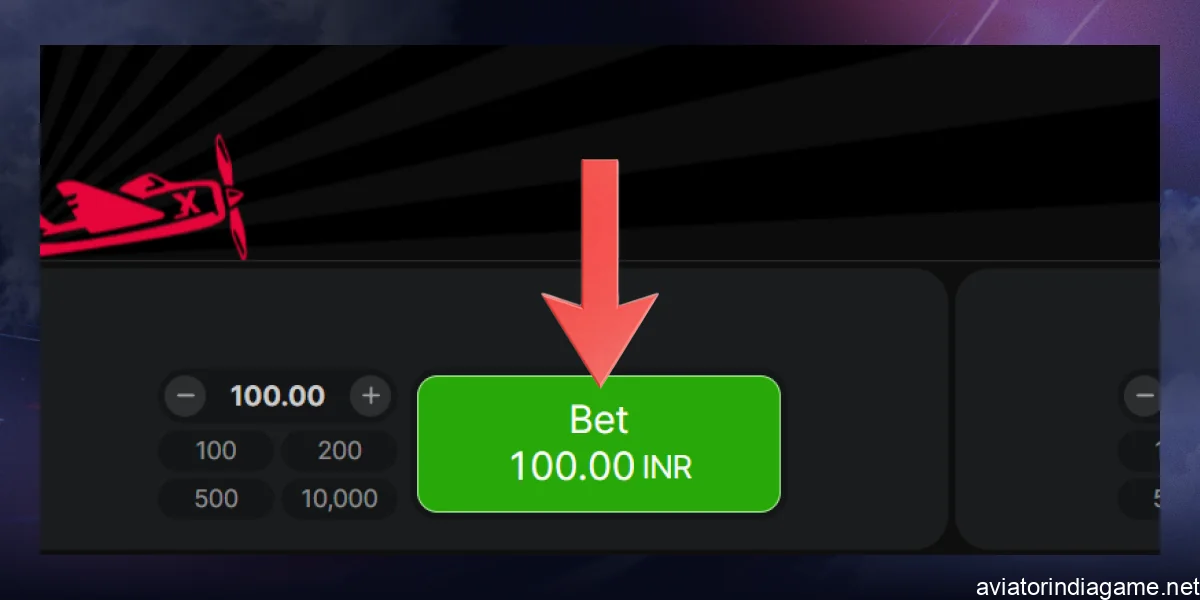 Set up and enter your bet amount before the Aviator round starts